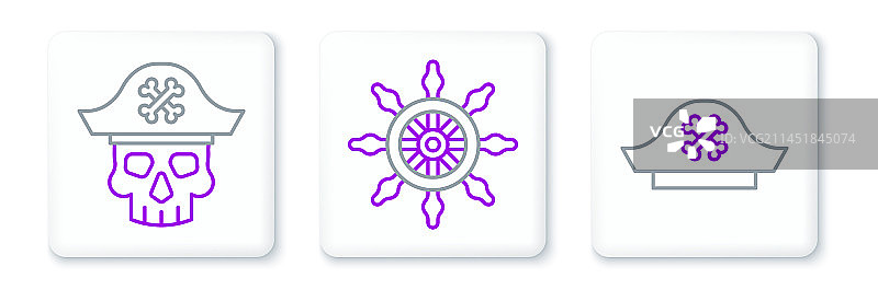 海盗船长帽和船舵banner图片素材