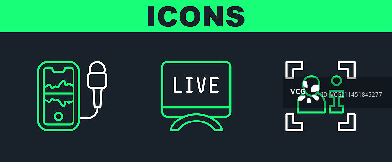 电视新闻移动录制线性图标图片素材