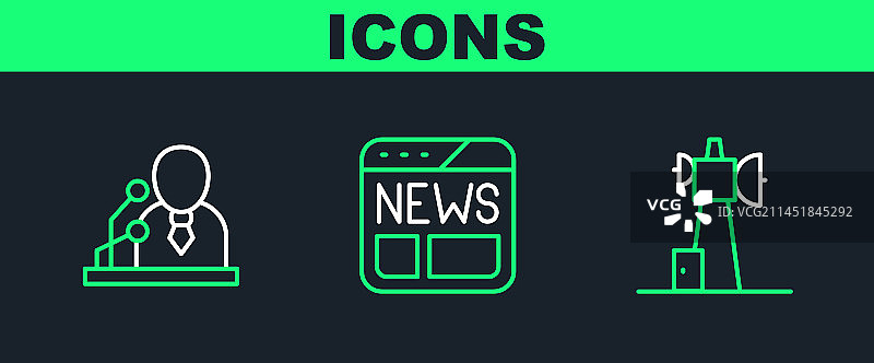 突发新闻天线和新闻图标图片素材