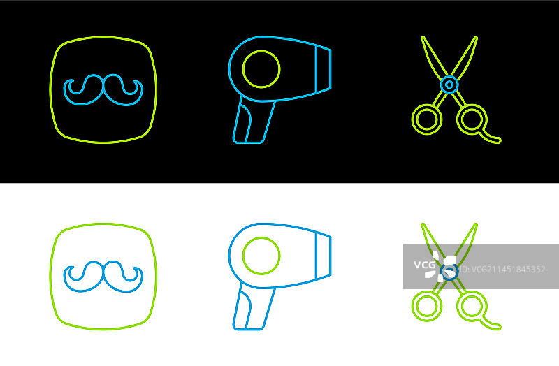 理发店剪刀美发线条组合图片素材