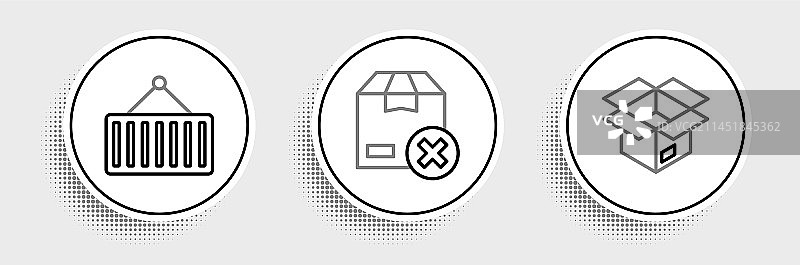 起重机上的集装箱开箱线条图标图片素材
