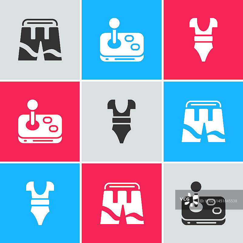 短裤或裤子操纵杆和泳衣图标图片素材