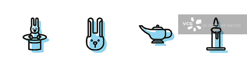 魔法神灯或阿拉丁魔术师帽子线条图片素材