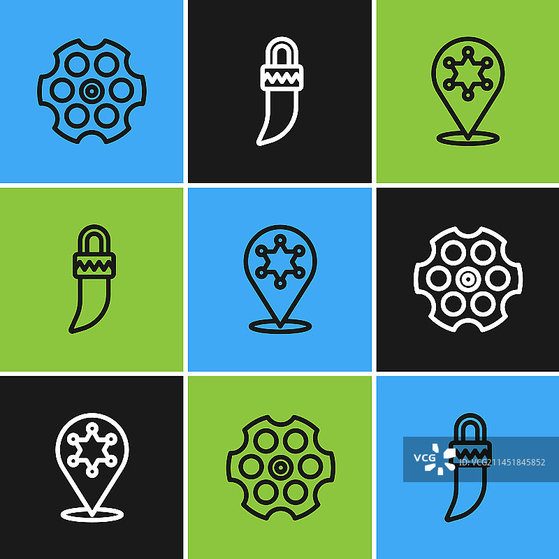 左轮手枪转轮六角星警长套装图片素材