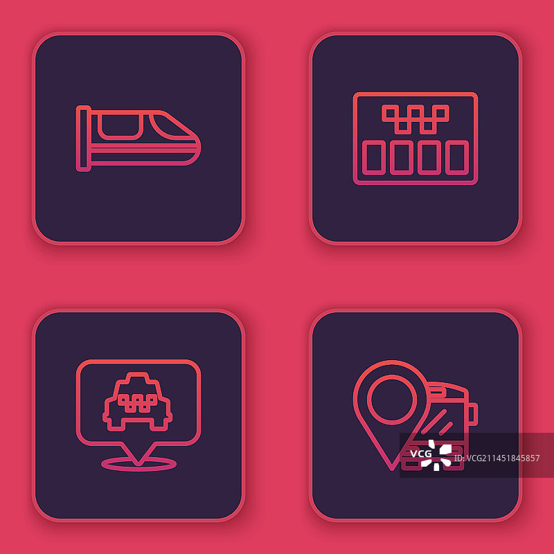 线条组合：高速列车定位与出租车图片素材