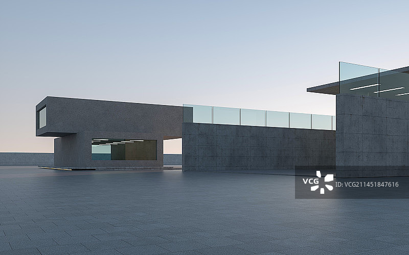 傍晚空旷的现代建筑场地图片素材