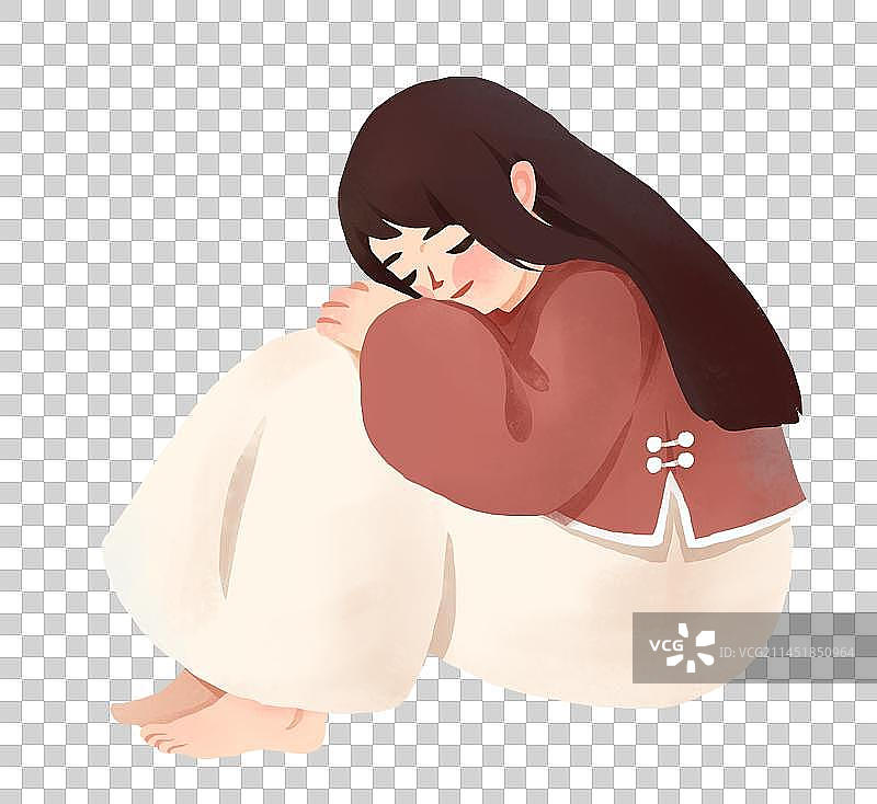 秋天节气插画元素人物女孩图片素材