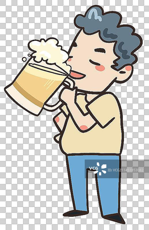 一个人站着喝啤酒元素图片素材
