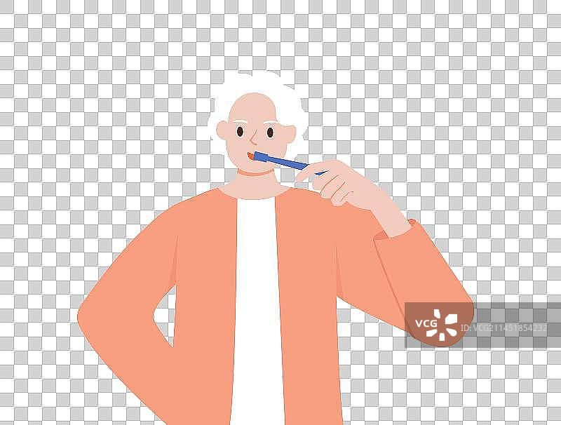 老年人老奶奶刷牙矢量插画，世界爱牙日，全国爱牙日保护牙齿口腔健康牙科插画图片素材