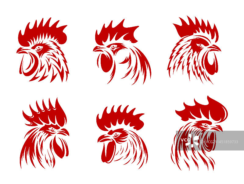 红色公鸡剪影图片素材