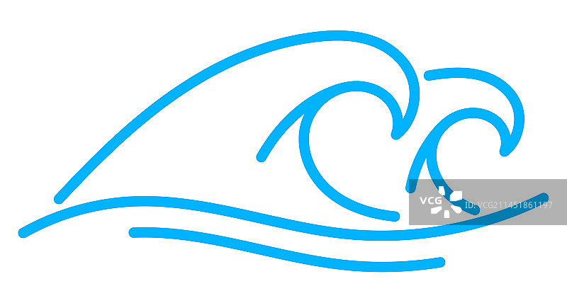 海浪线图标：海洋水面波纹图片素材