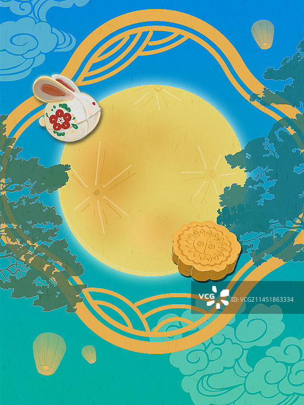 中秋圆月背景图片素材