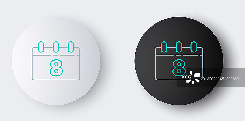 灰色背景上带有3月8日的线条日历图标图片素材