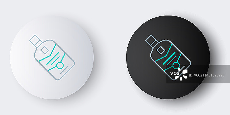 灰色背景上的威士忌酒瓶线性图标图片素材