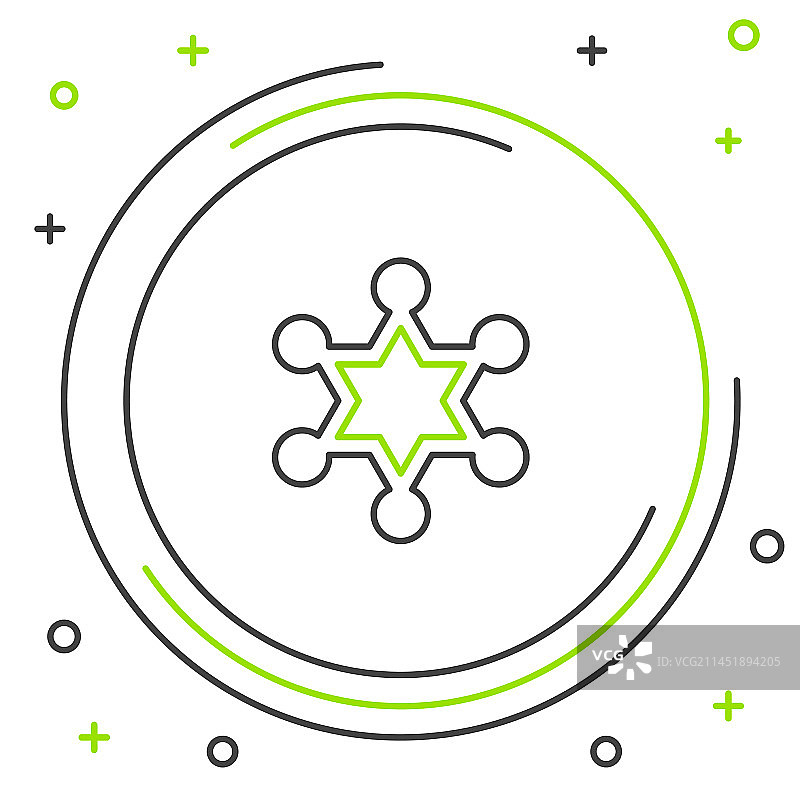 六芒星警长图标线条白色背景图片素材