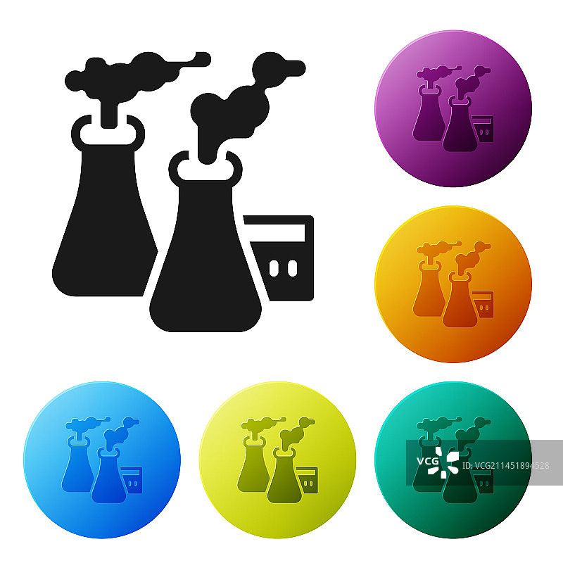 工厂冒出的黑色烟雾图标，白色背景图片素材