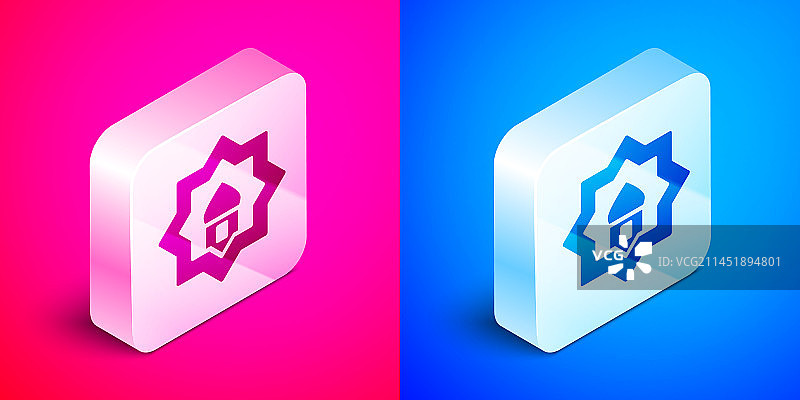 2.5D穆斯林清真寺图标，粉色背景图片素材