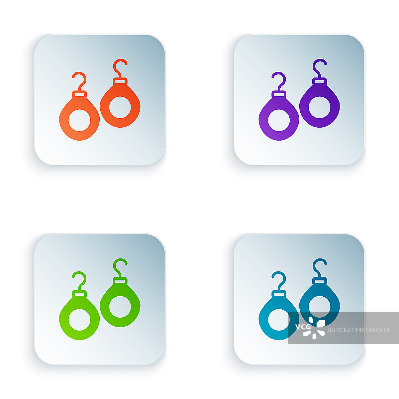 彩色耳环图标，白色背景图片素材