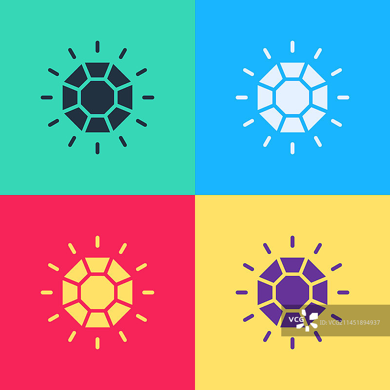 波普艺术：彩色背景上的钻石图标图片素材