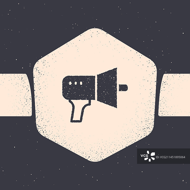 灰色背景上的做旧风格的扩音器图标图片素材