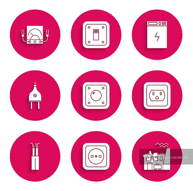 电灯开关、电源插座和煤炭图片素材