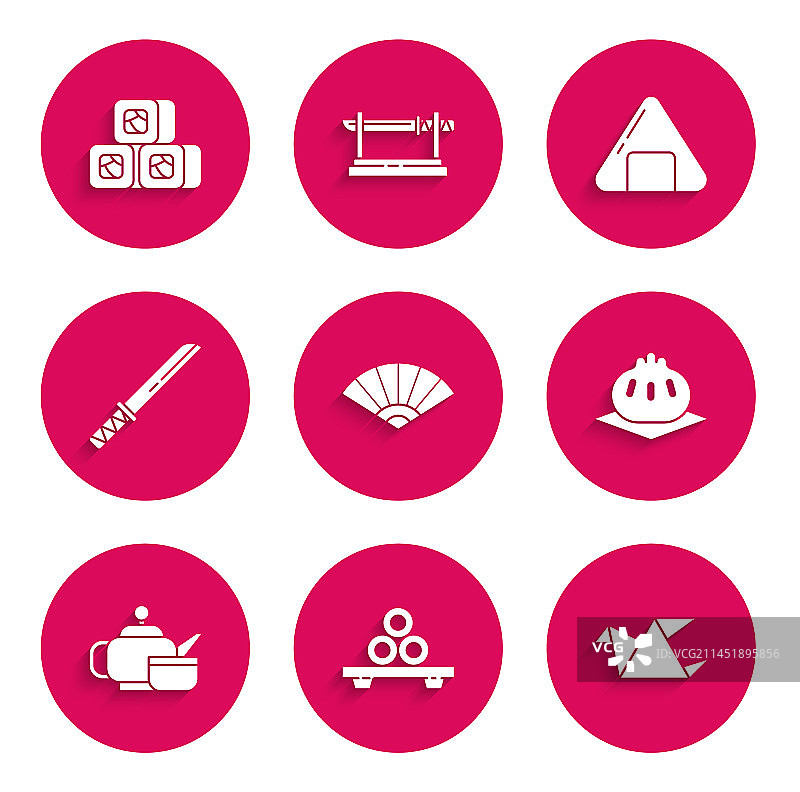 纸质中式或日式折扇寿司图片素材