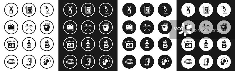 真空吸尘器熨斗和熨衣板清洁套装图片素材