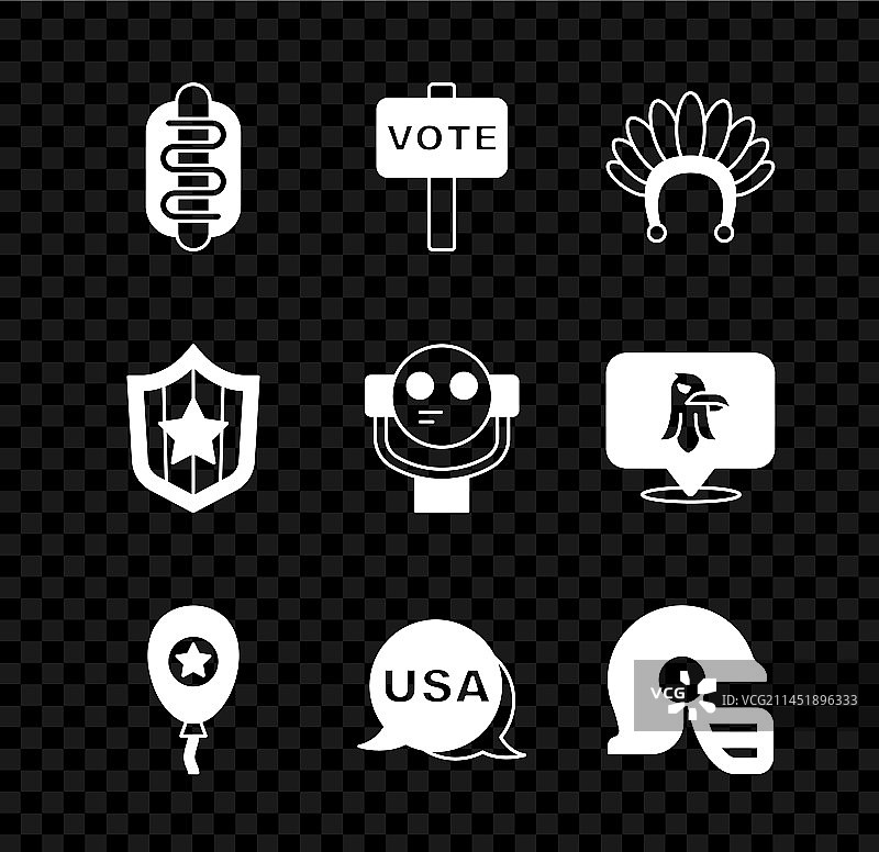 热狗三明治投票印第安头饰组合图片素材