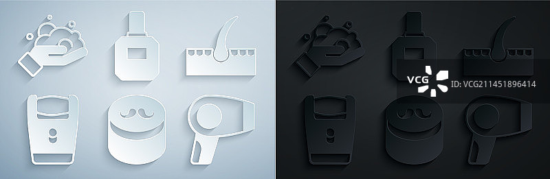 用于头发造型的人体毛囊凝胶或发蜡套装图片素材