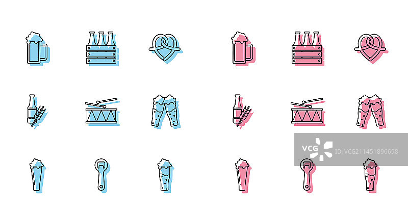 啤酒玻璃杯开瓶器音乐符号套装图片素材