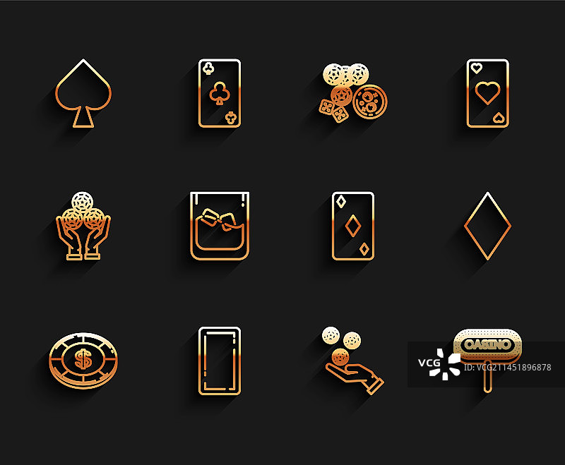 带美元符号的赌场筹码线性图标图片素材