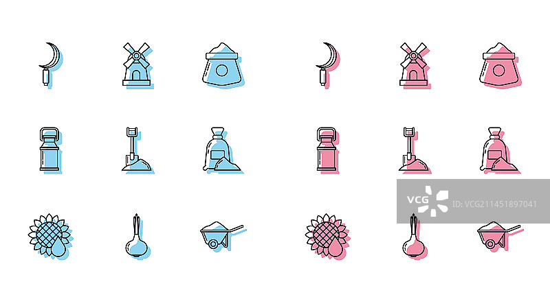 向日葵、洋葱、镰刀、独轮车图片素材