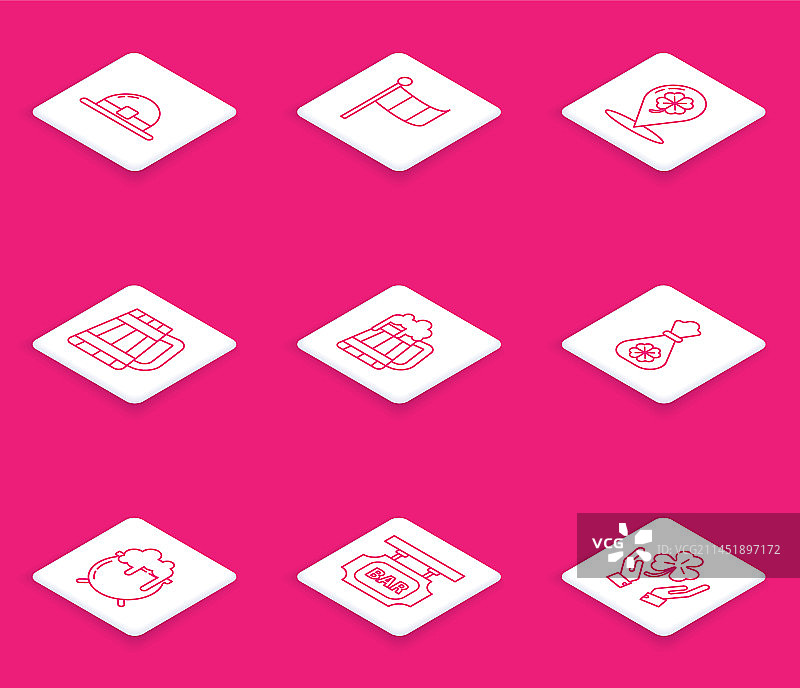 小妖精帽子爱尔兰国旗线条设计图片素材