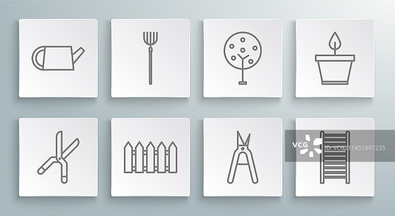 园艺手工剪刀干草叉线条图标图片素材