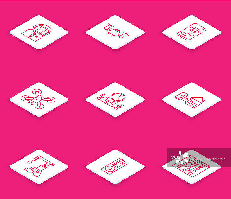 流水线工人与无人机图片素材