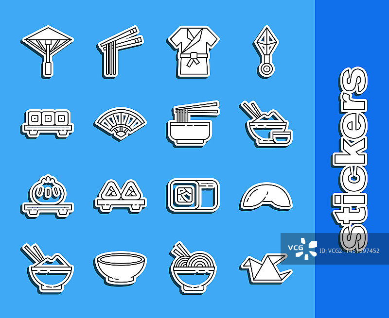 折纸鸟与筷子米饭碗图片素材