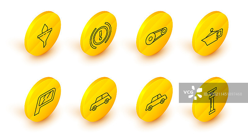 汽车后视镜发动机油箱线条合集图片素材