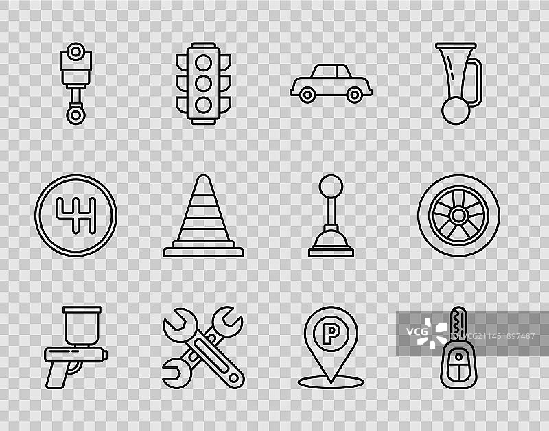 油漆喷雾枪和带遥控器的车钥匙套装图片素材