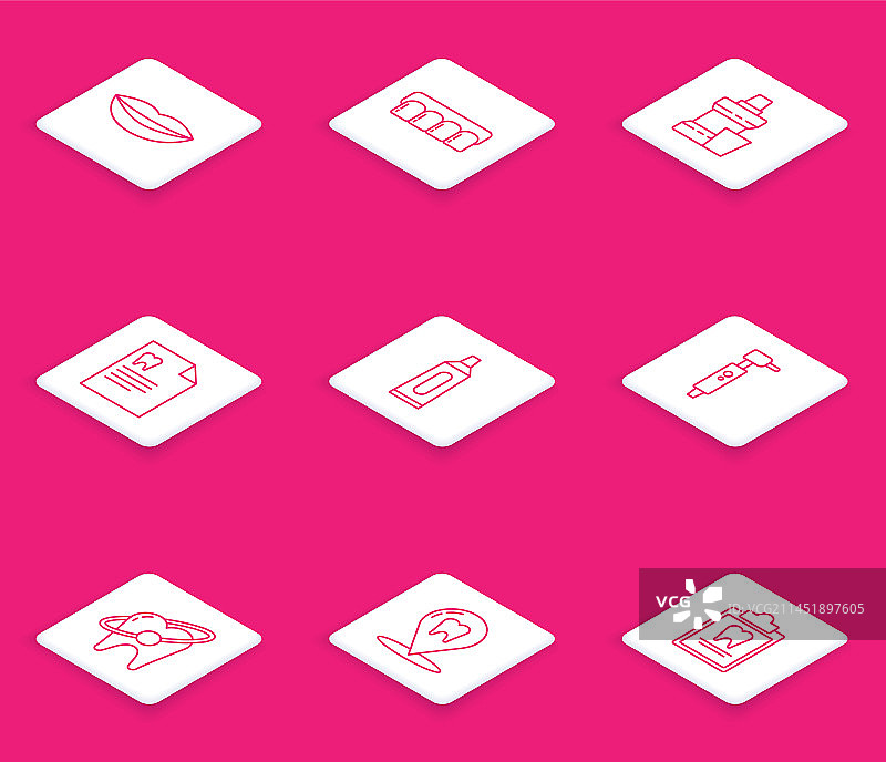 微笑的嘴唇假牙漱口水模型图标图片素材