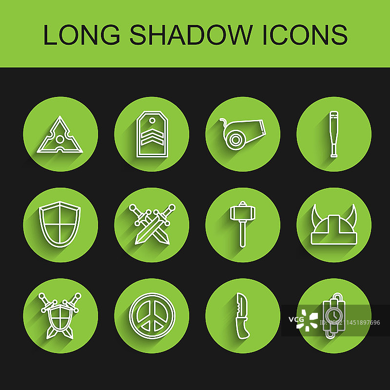 中世纪盾牌与剑交叉线条图片素材