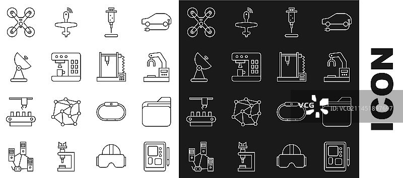 绘图板文档文件夹机器人线条集合图片素材