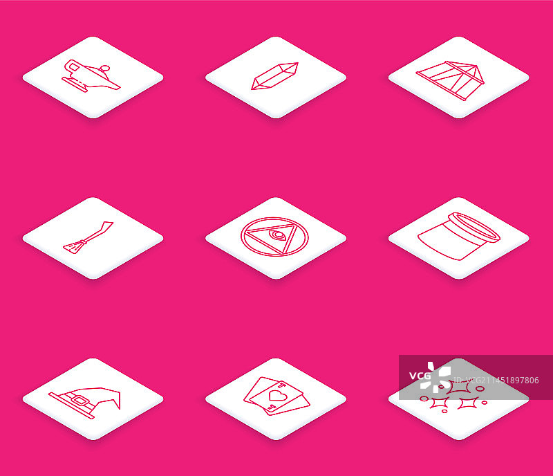 魔法神灯或阿拉丁石头马戏团帐篷线条图片素材