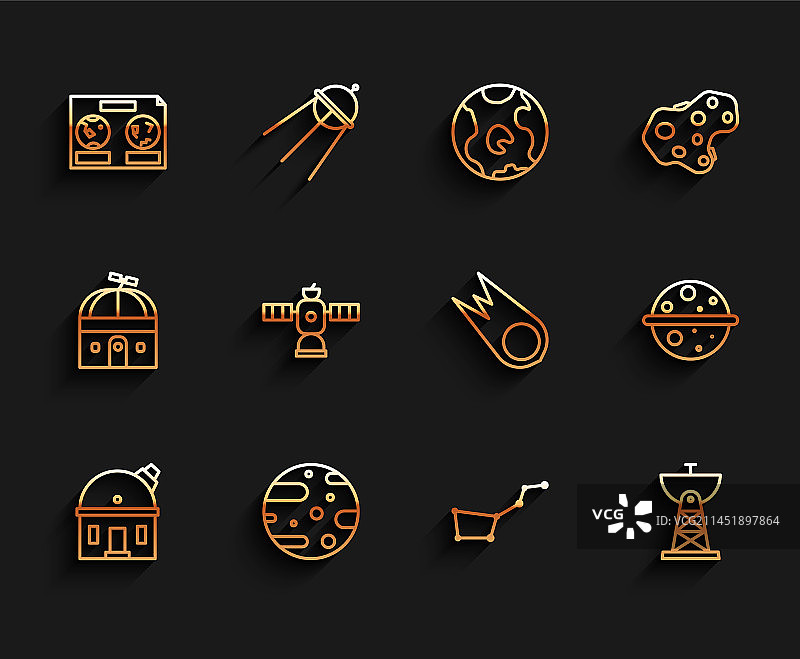 天文台卫星天线线条合集图片素材