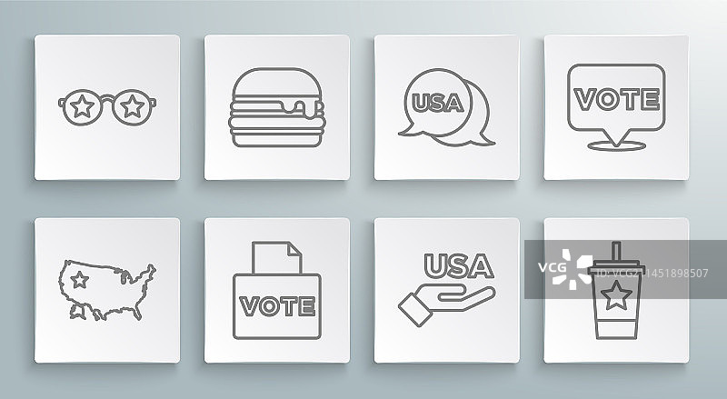 美国地图、汉堡和投票箱图片素材