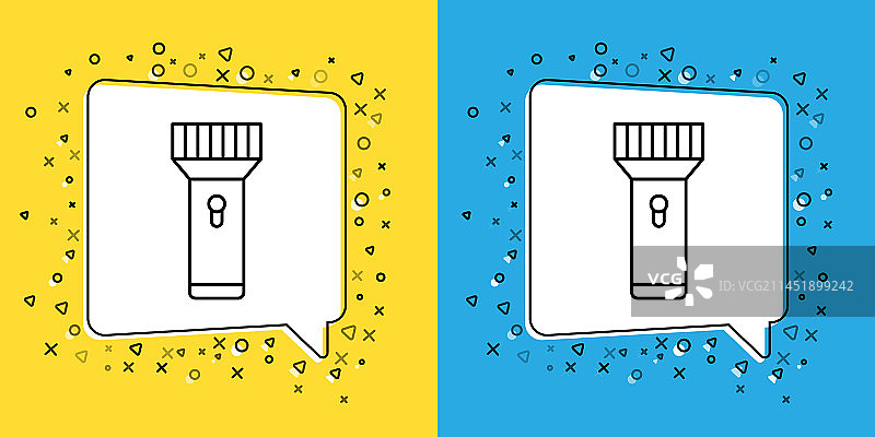 潜水员专用手电筒图标线条组合图片素材