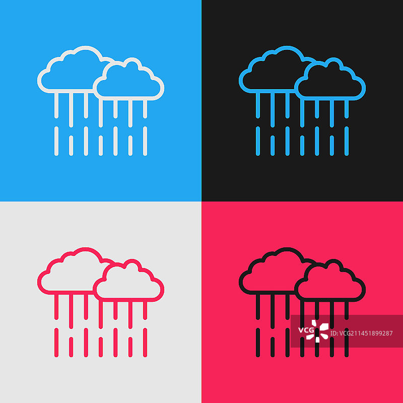 波普艺术风格线条多雨云朵图标图片素材