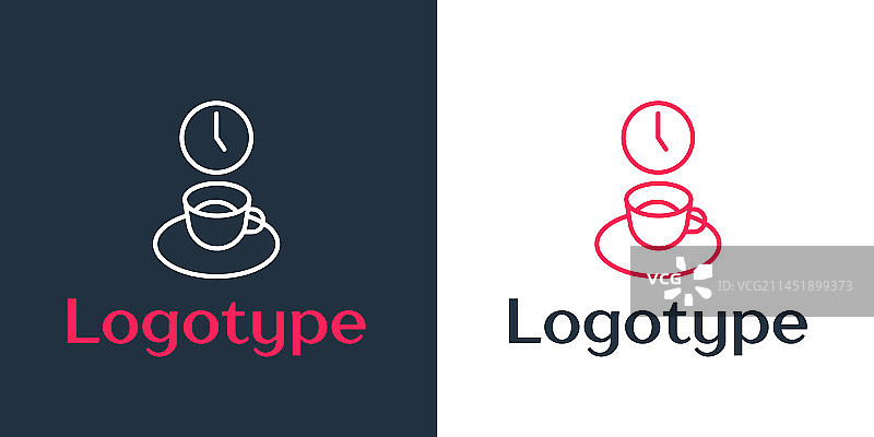 线条标志咖啡时间图标白色背景图片素材