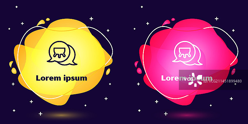 线条合集：蓝色背景上的牛蹄图标图片素材