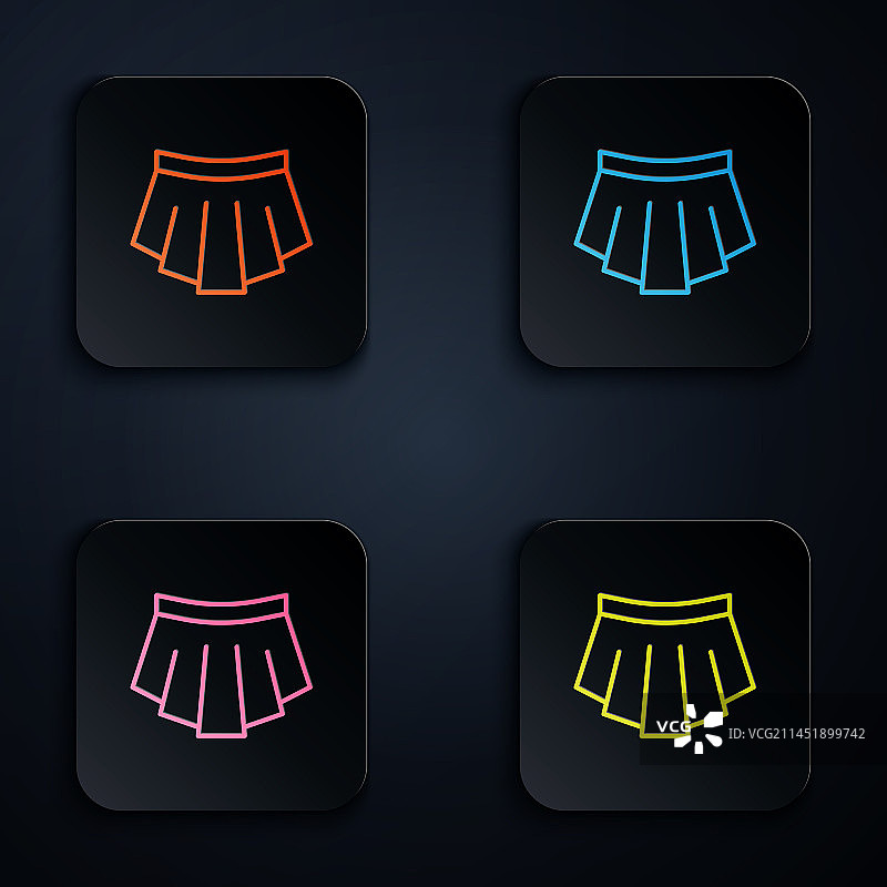彩色霓虹线条裙子图标图片素材