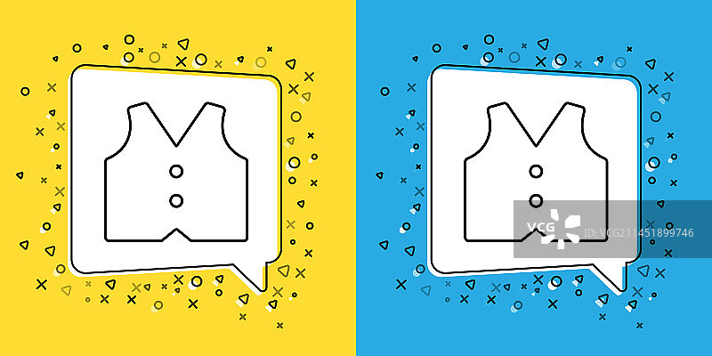 设置线条：马甲图标，黄色背景上隔离图片素材